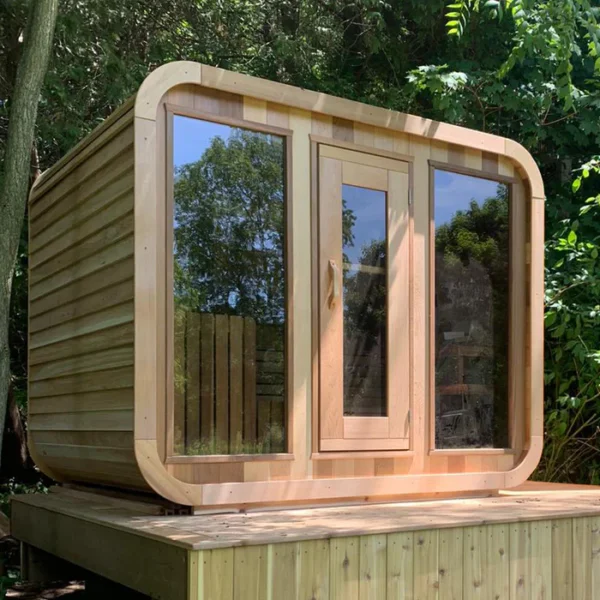 Smartmak® 6 People Wood Outdoor Square Sauna Room - Square 2